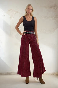 DISTRESSED CORDUROY CULOTTE PANTS W2027PIA