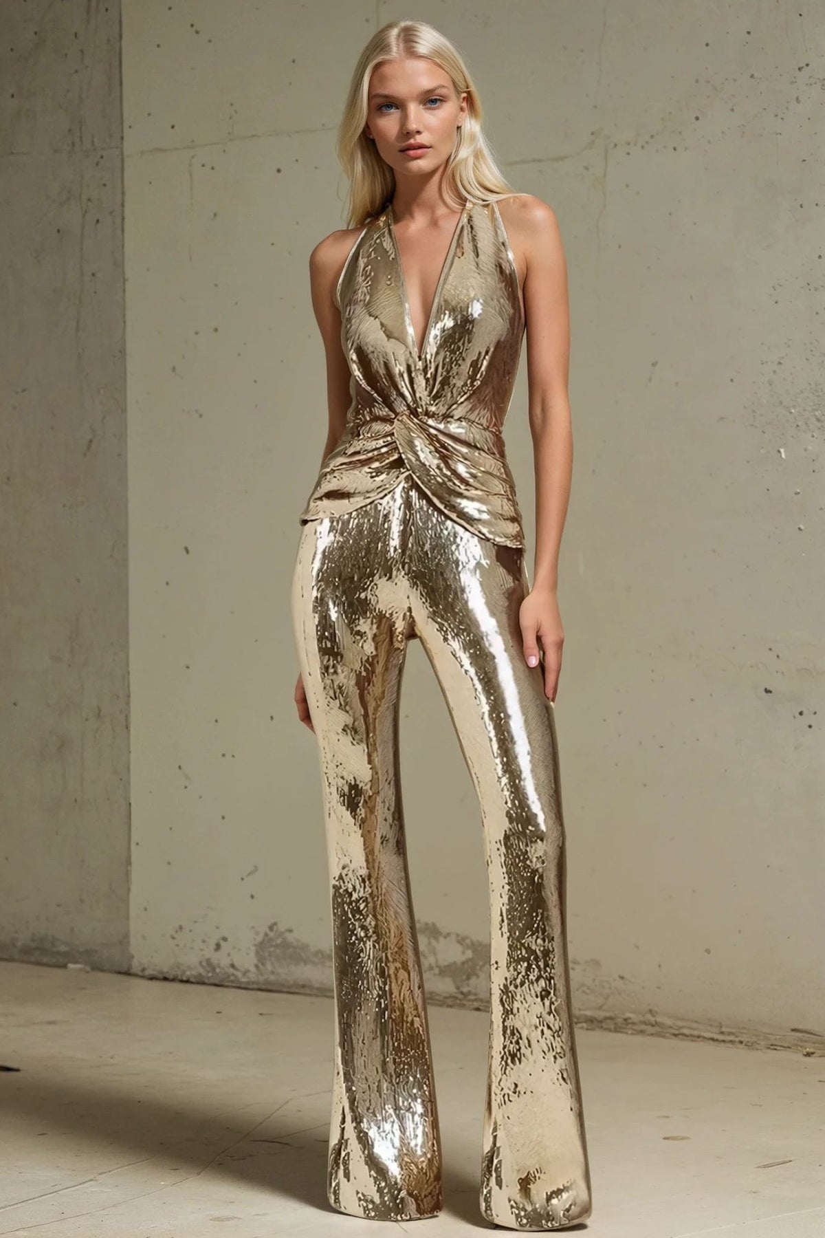 PREMIUM SEQUIN HALTER JUMPSUIT W4465RIA
