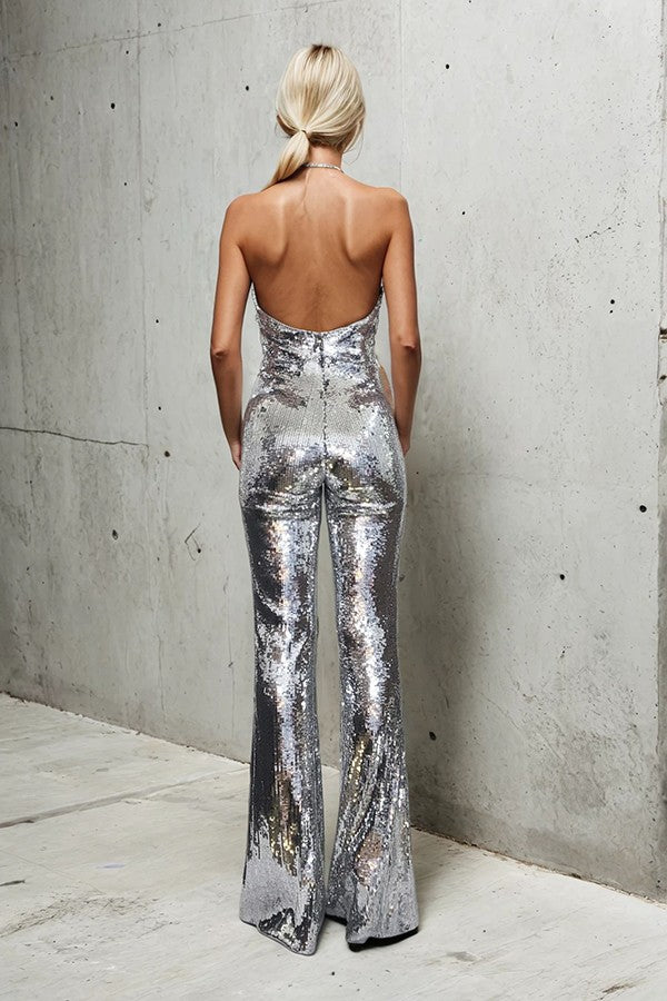 PREMIUM SEQUIN HALTER JUMPSUIT W4465RIA
