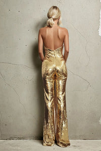 PREMIUM SEQUIN HALTER JUMPSUIT W4465RIA