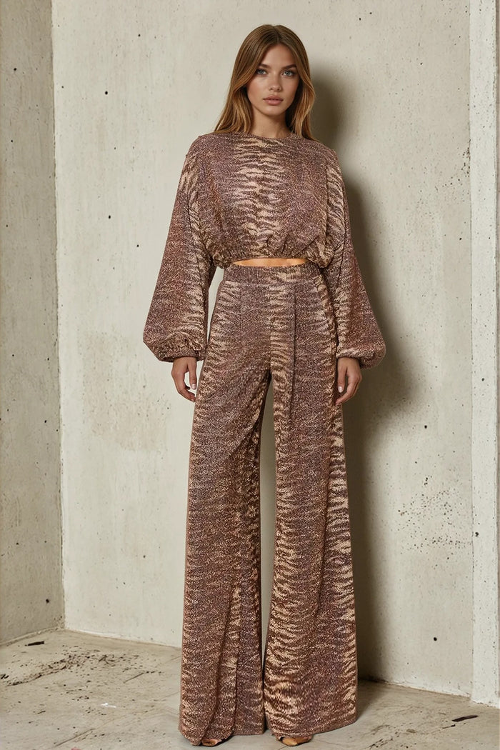 METALLIC PRINTED PALAZZO PANTS W2370PA