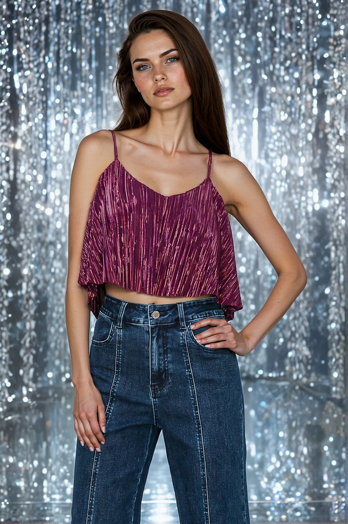 LUREX PLISSE CAMISOLE TOP W1495TA