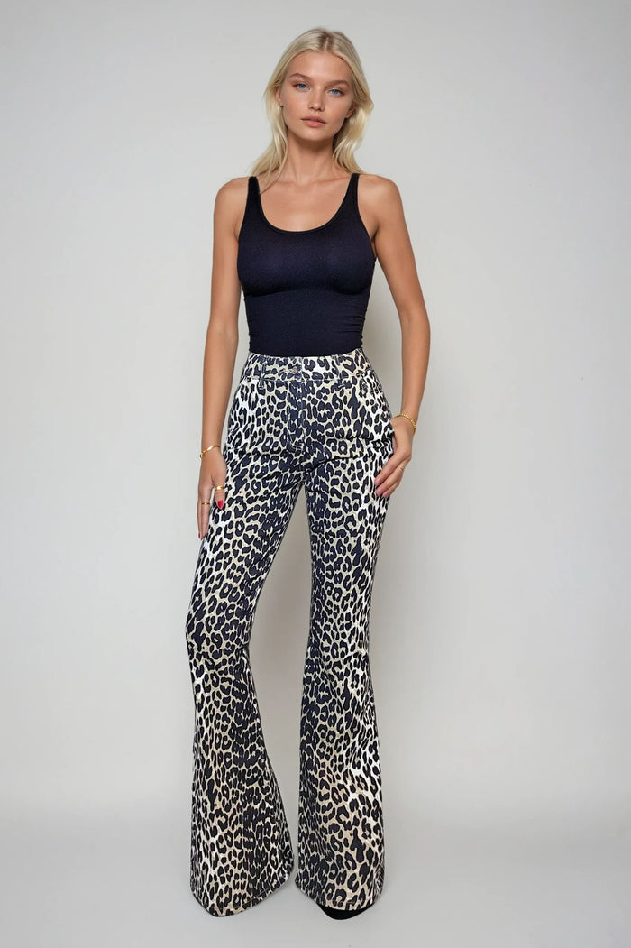 LEOPARD PRINT STRETCH DENIM TUBE TOP W2021PIB