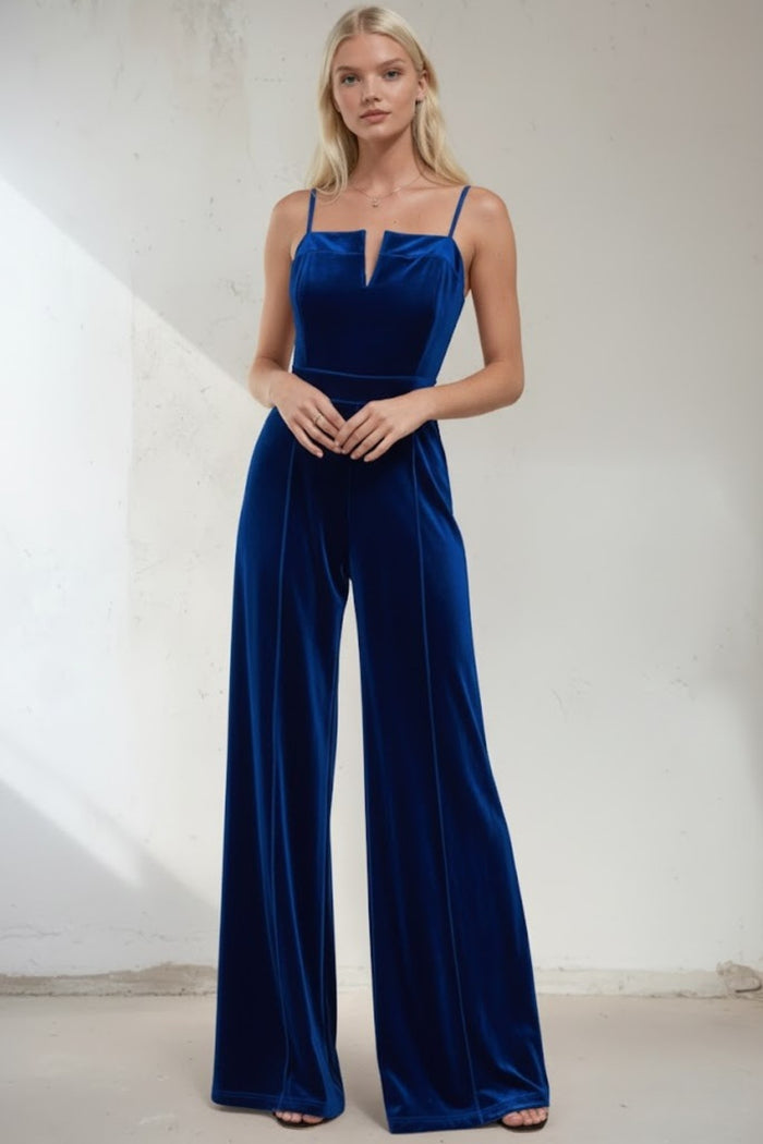STRUCTURED V-TRIM VELVET JUMPSUIT W4360RIA