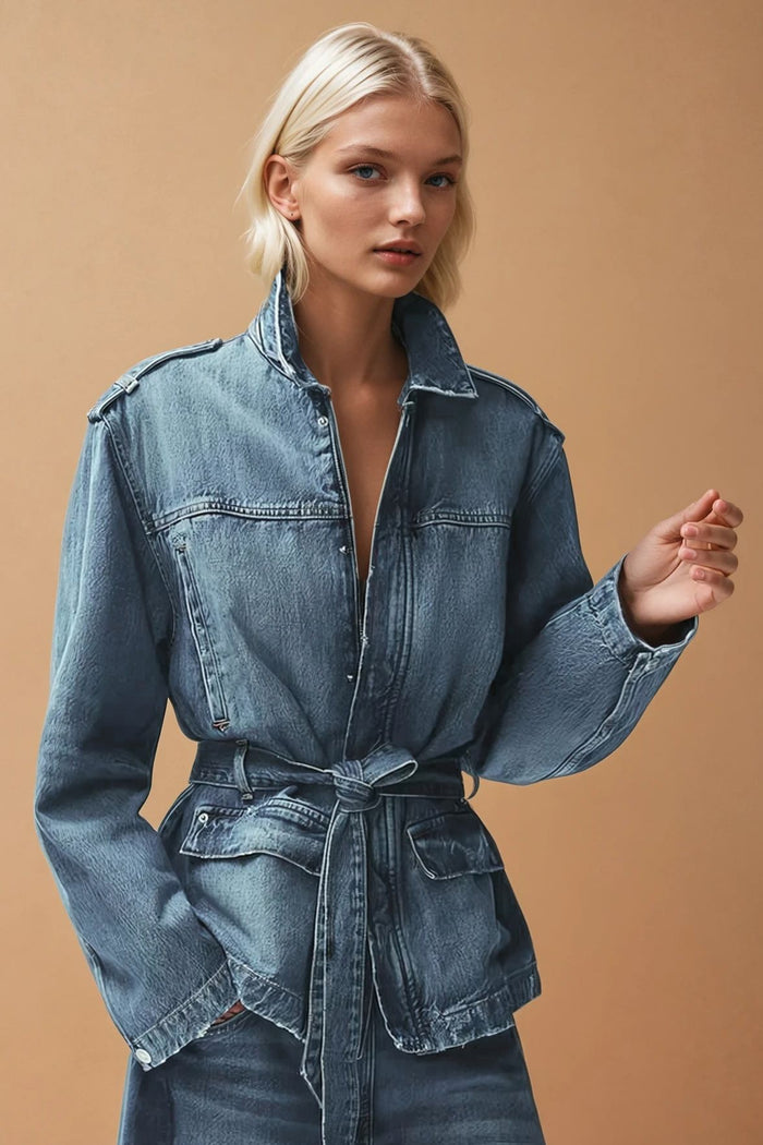 MID DENIM BELTED JACKET W6212IJA