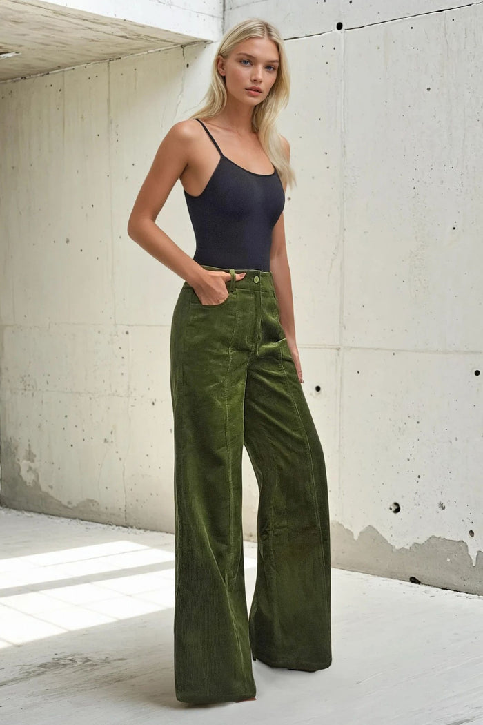 CORDUROY WIDE LEG PANTS W2472PID