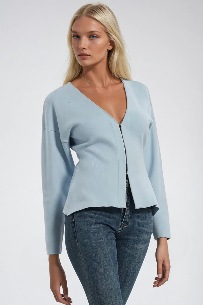 SOFT HEAVY KNIT CLIP CLOSURE CARDIGAN TOP W6446JIA