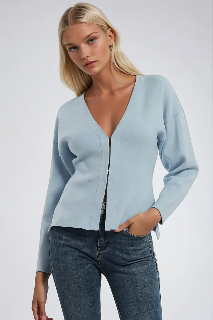 SOFT HEAVY KNIT CLIP CLOSURE CARDIGAN TOP W6446JIA