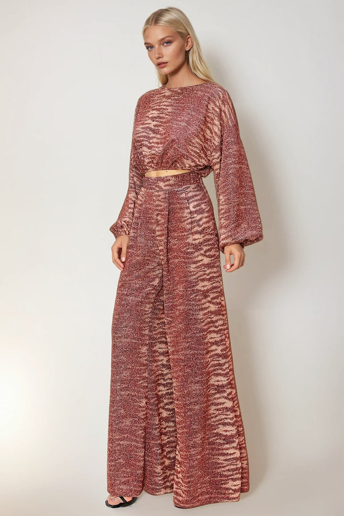 METALLIC PRINTED PALAZZO PANTS W2370PA