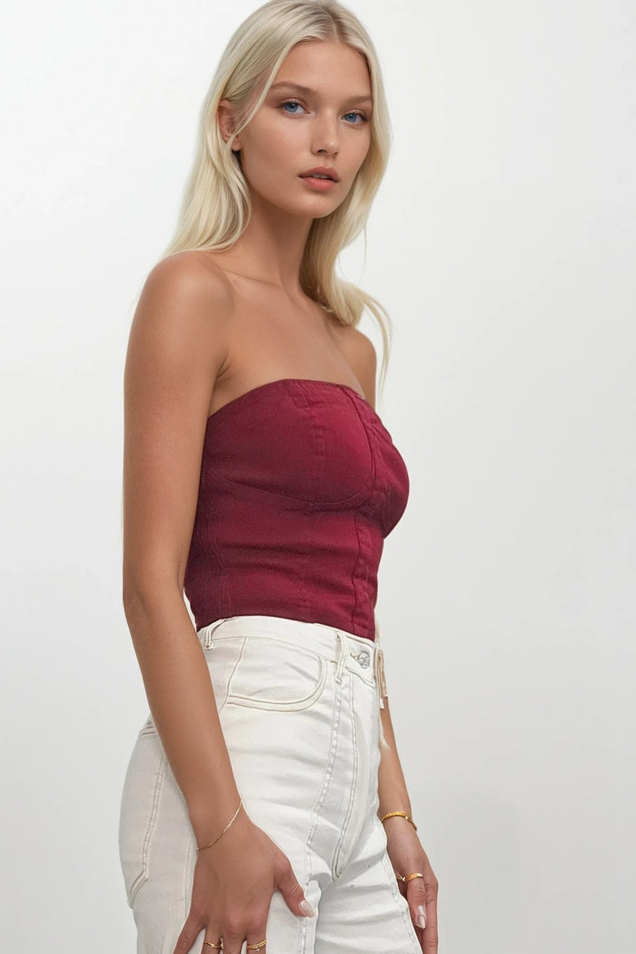 BUSTIER CROPPED DENIM W1493TIC