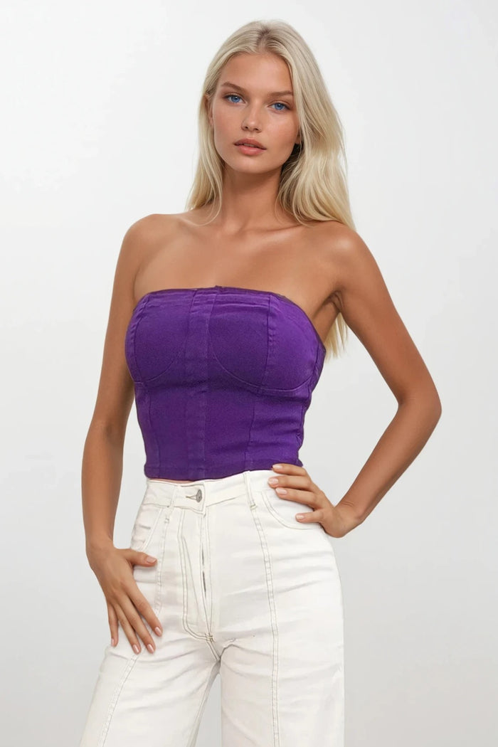 BUSTIER CROPPED DENIM W1493TIC