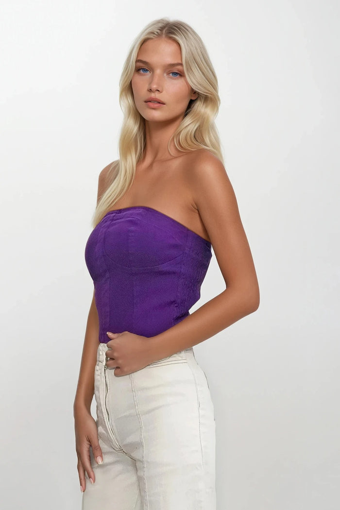 BUSTIER CROPPED DENIM W1493TIC
