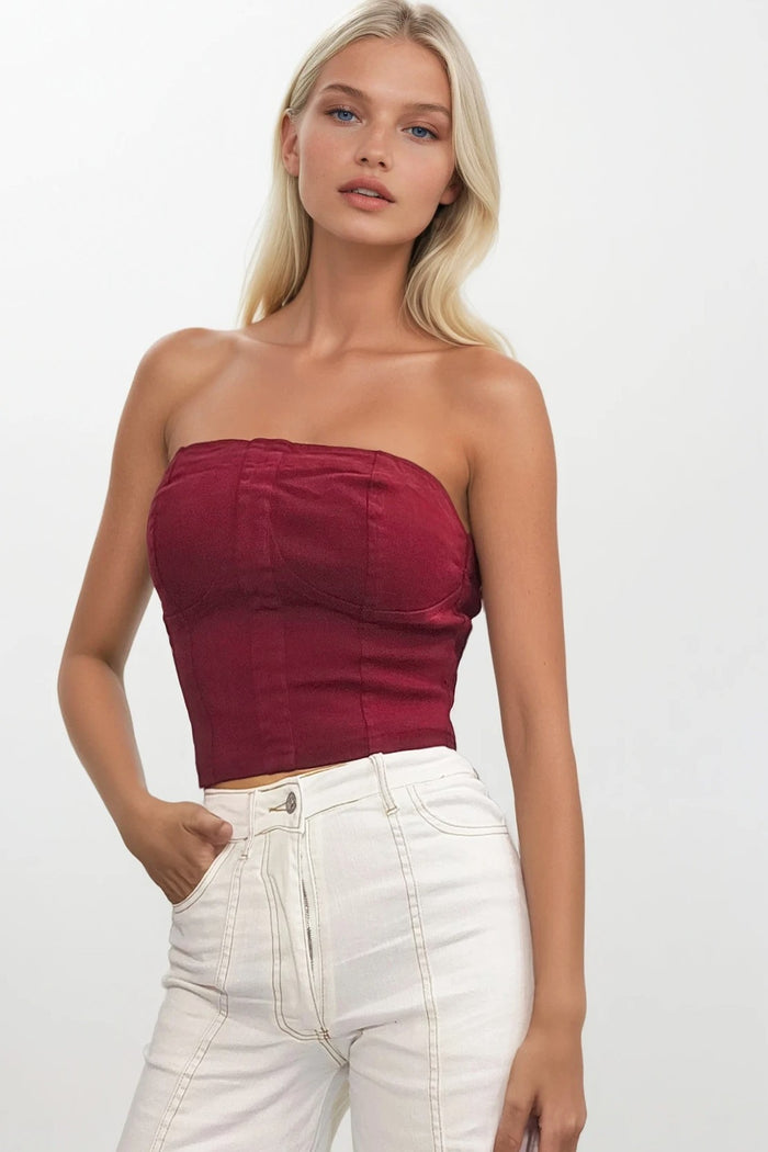 BUSTIER CROPPED DENIM W1493TIC