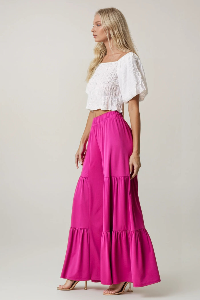 TIERED STRETCHTY YOGA PALAZZO PANTS W2421PD
