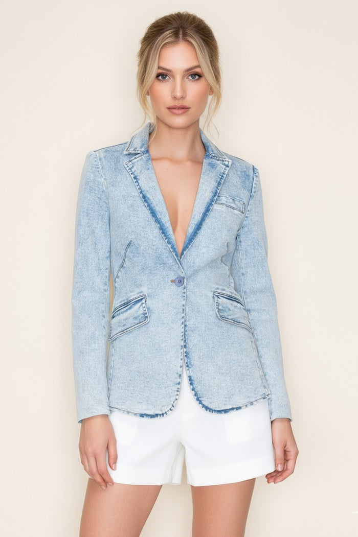 PREMIUM STRUCTURED LINED DENIM BLAZER W6440JIA