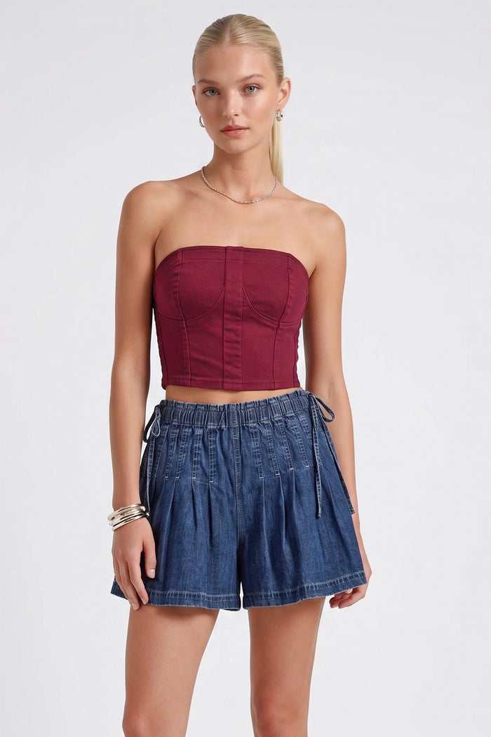 BUSTIER CROPPED DENIM W1493TIC