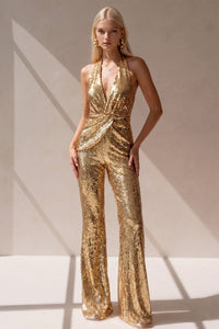 PREMIUM SEQUIN HALTER JUMPSUIT W4465RIA