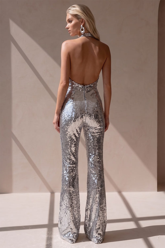 PREMIUM SEQUIN HALTER JUMPSUIT W4465RIA