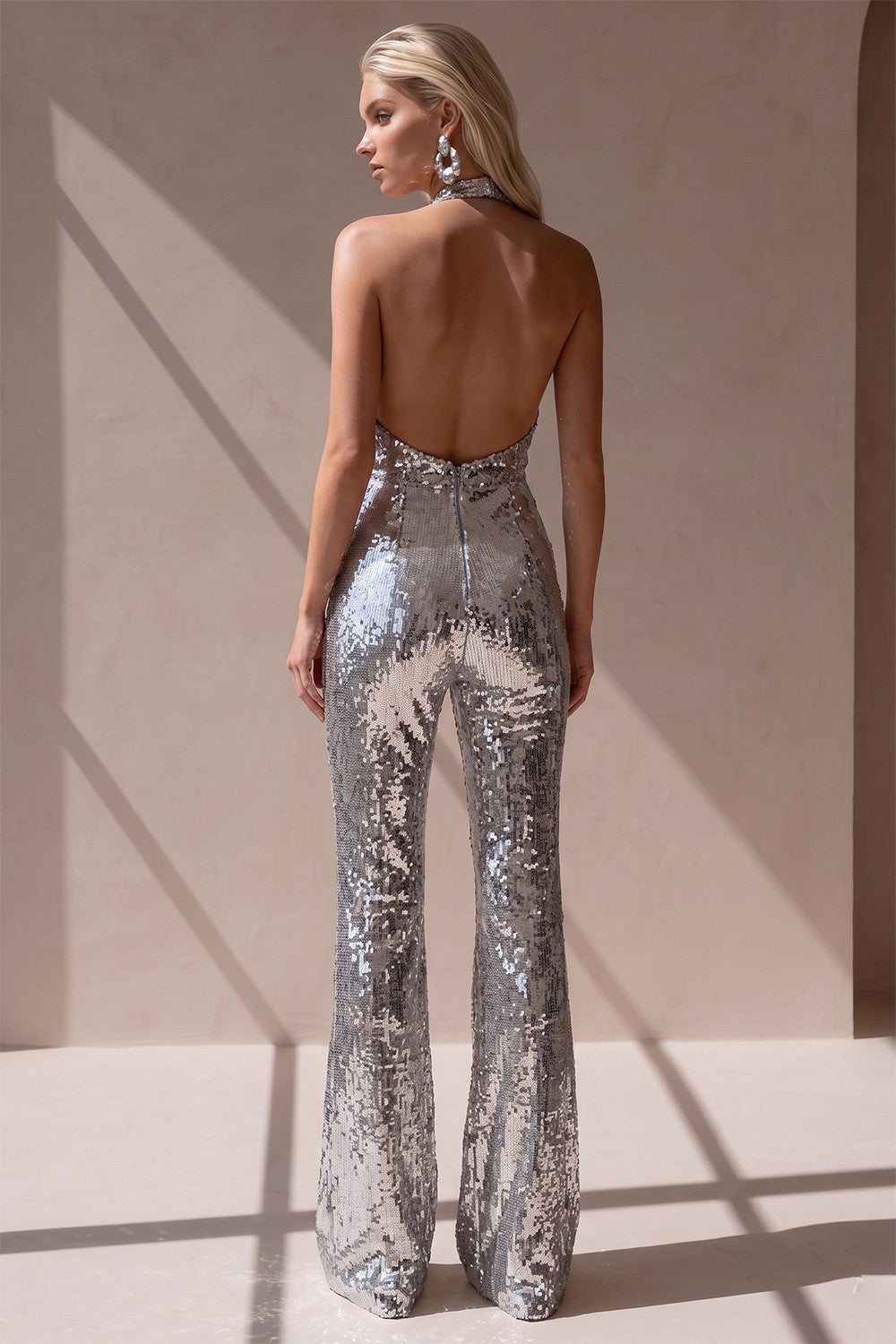 PREMIUM SEQUIN HALTER JUMPSUIT W4465RIA