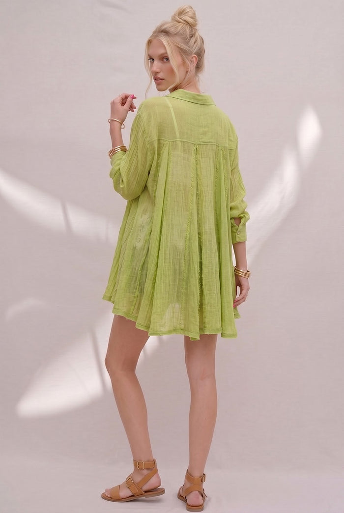 GAUZE WIDE SWEEP PANELED SHIRTING W3333DIA