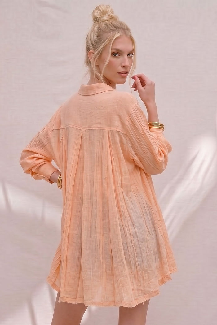 GAUZE WIDE SWEEP PANELED SHIRTING W3333DIA