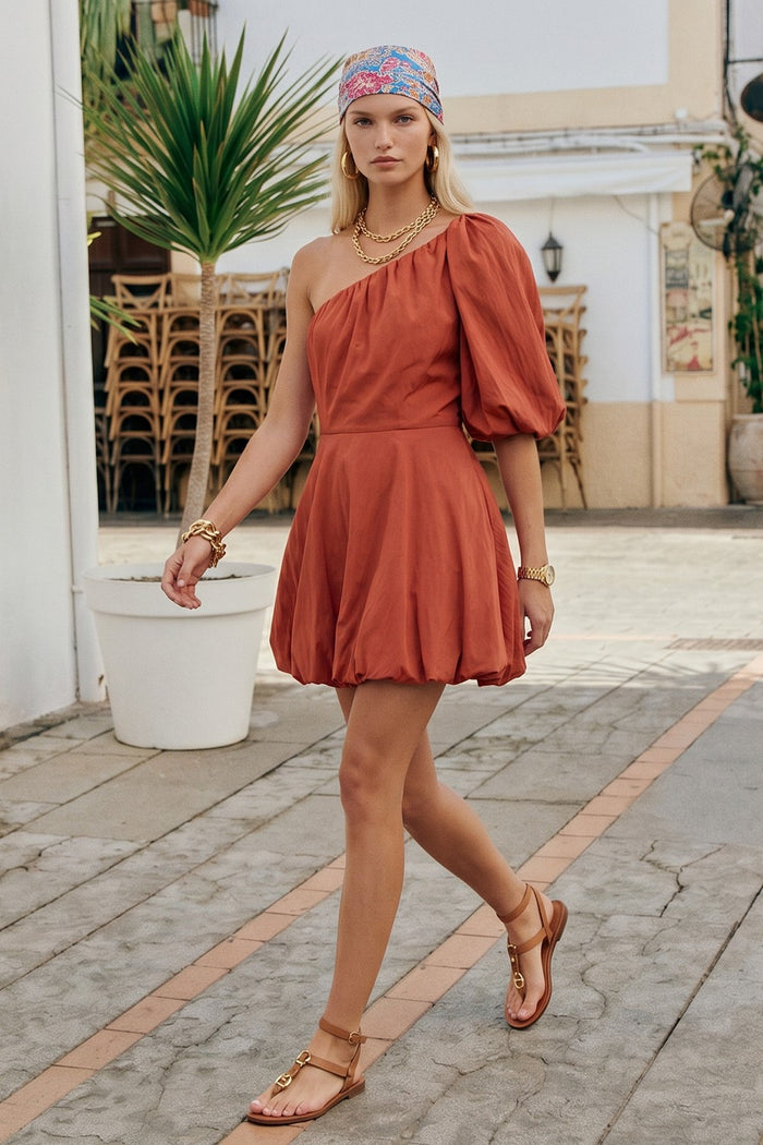 BUBBLED ONE SHOULDER MINI DRESS W3145DIA