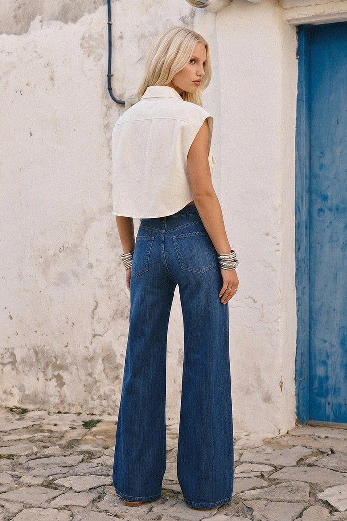 CROPPED UTILITY DENIM TOP WITH OVERSIZED POCKETS W1518TIB