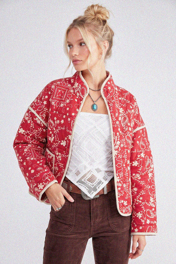 BOHO HANKERCHIEF PRINT LIGHTLY PADDED JACKET W6204JIA