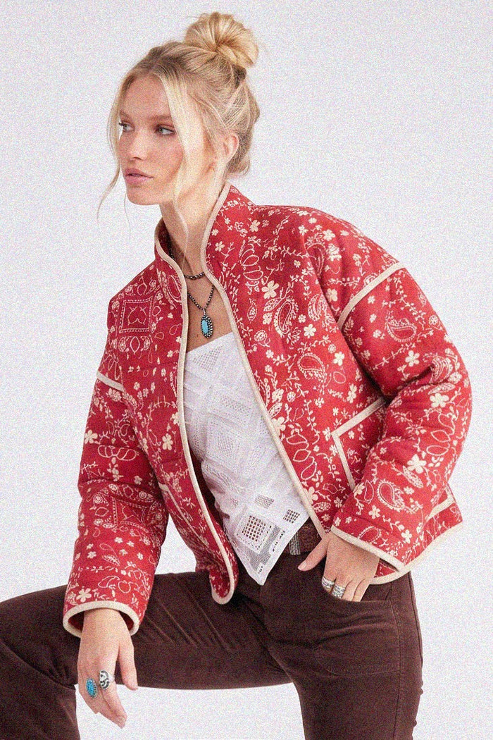 BOHO HANKERCHIEF PRINT LIGHTLY PADDED JACKET W6204JIA