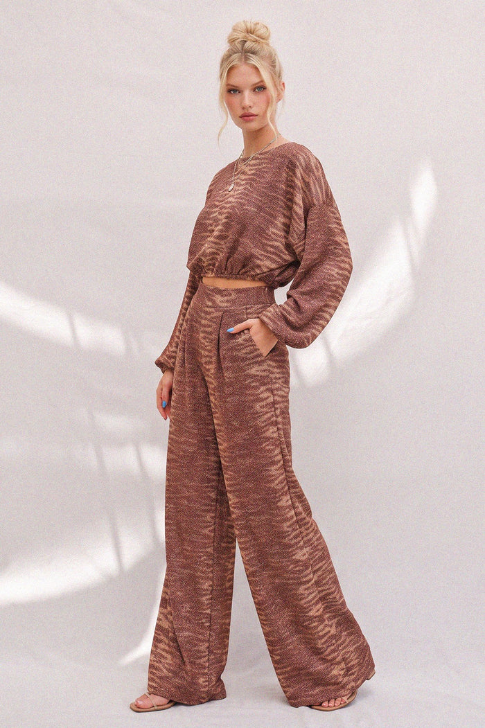 METALLIC PRINTED PALAZZO PANTS W2370PA