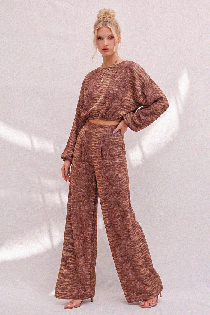 METALLIC PRINTED PALAZZO PANTS W2370PA