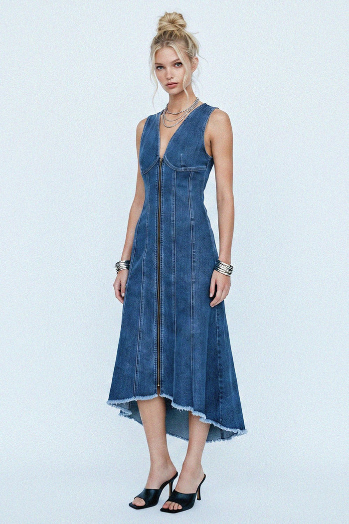 PANELLED DENIM MIDI DRESS W3167DIA