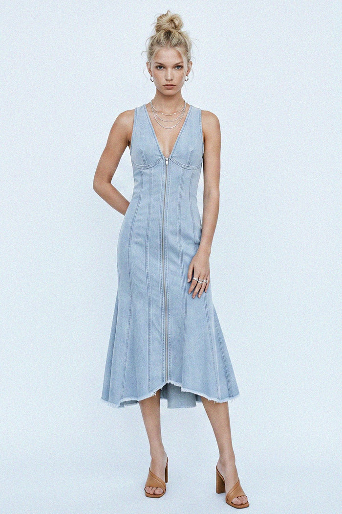 PANELLED DENIM MIDI DRESS W3167DIA
