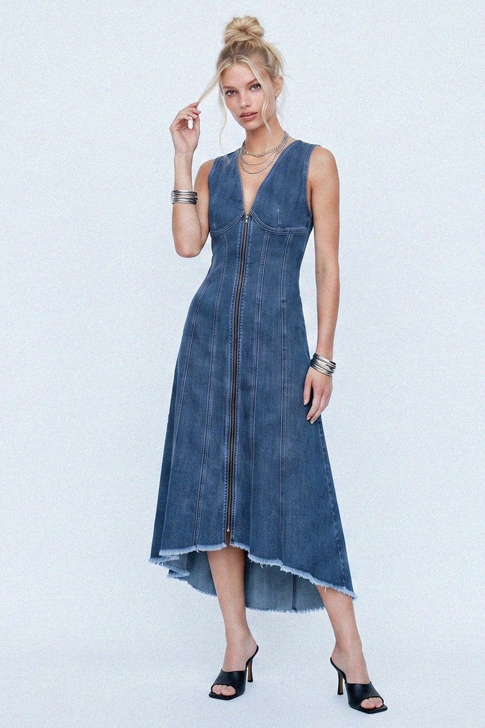 PANELLED DENIM MIDI DRESS W3167DIA