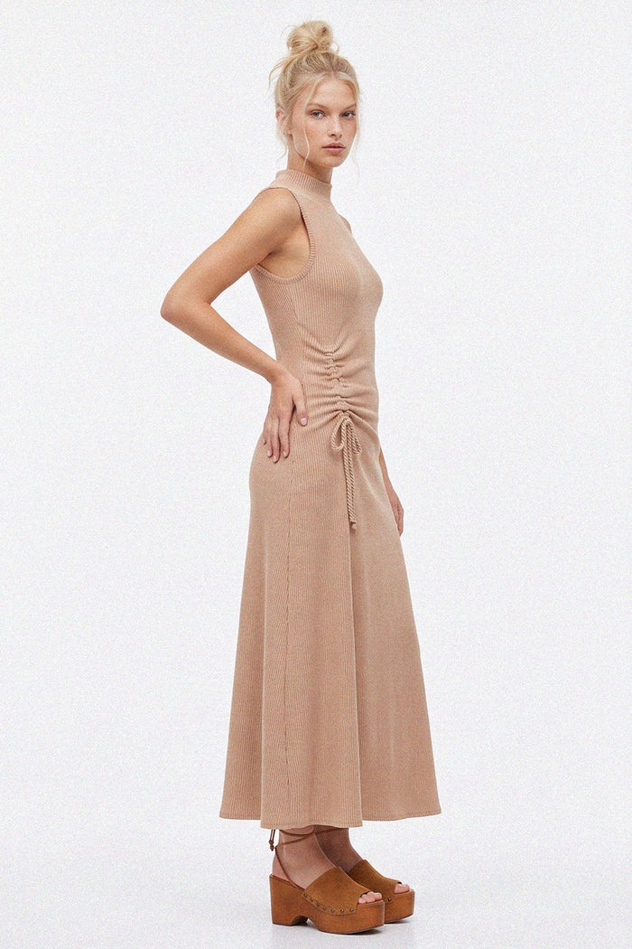 RIBBED MOCK NET KNIT MAXI DRESS W3225DA