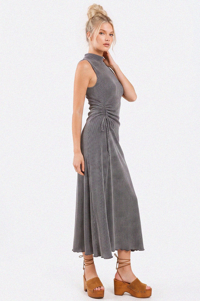RIBBED MOCK NET KNIT MAXI DRESS W3225DA