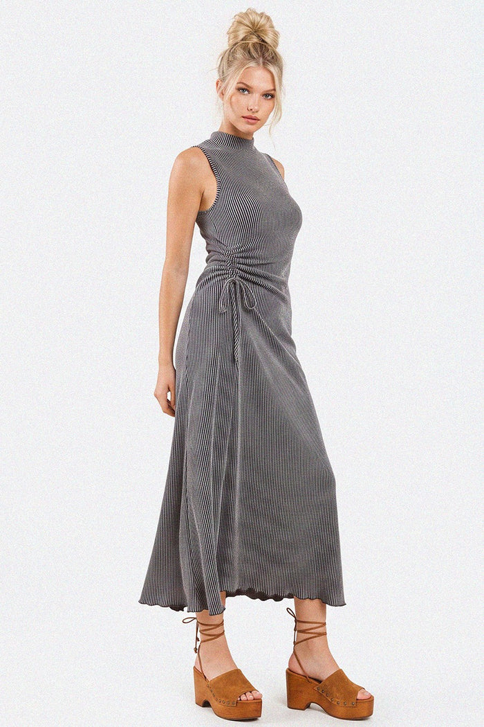 RIBBED MOCK NET KNIT MAXI DRESS W3225DA