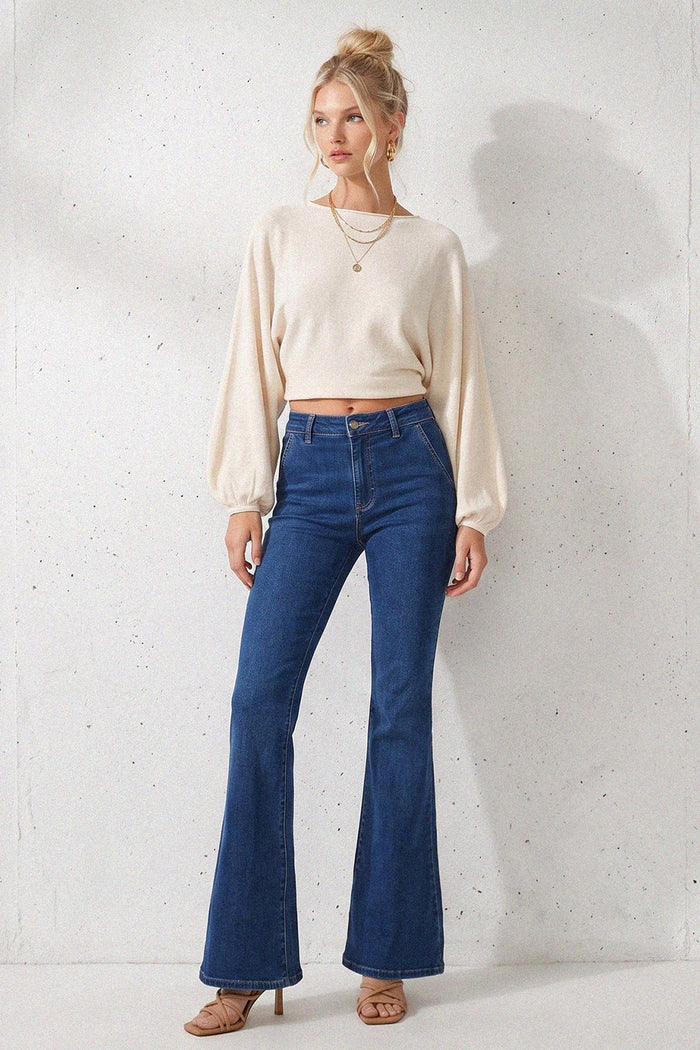 STRETCHY DENIM FLARE JEANS W2021PIA