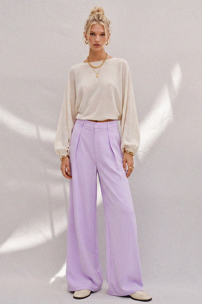FLOWY WIDE LEG LINEN TROUSER PANTS W2315PIB