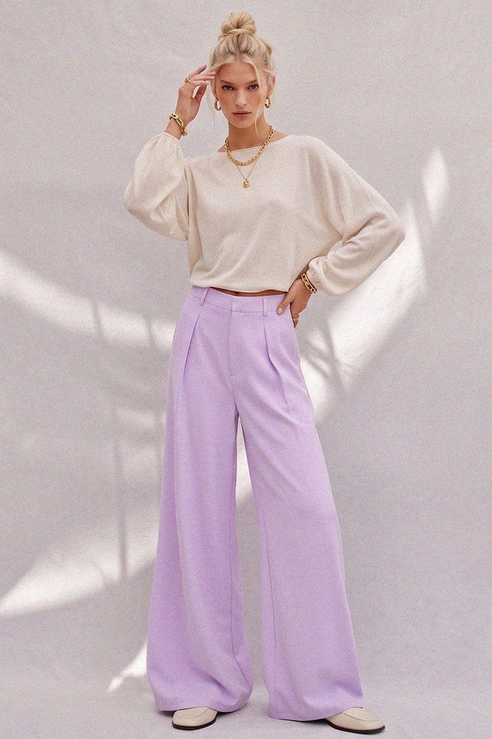 FLOWY WIDE LEG LINEN TROUSER PANTS W2315PIB
