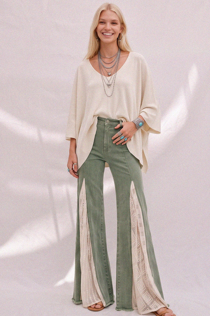 LACE DETAIL WIDE LEG JEANS W2481PIA