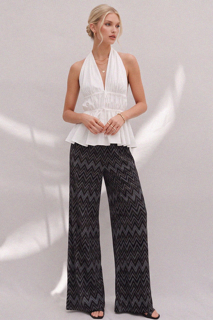 VELVET W/ FOIL WIDE LEG TROUSER PANTS W2370PA-1