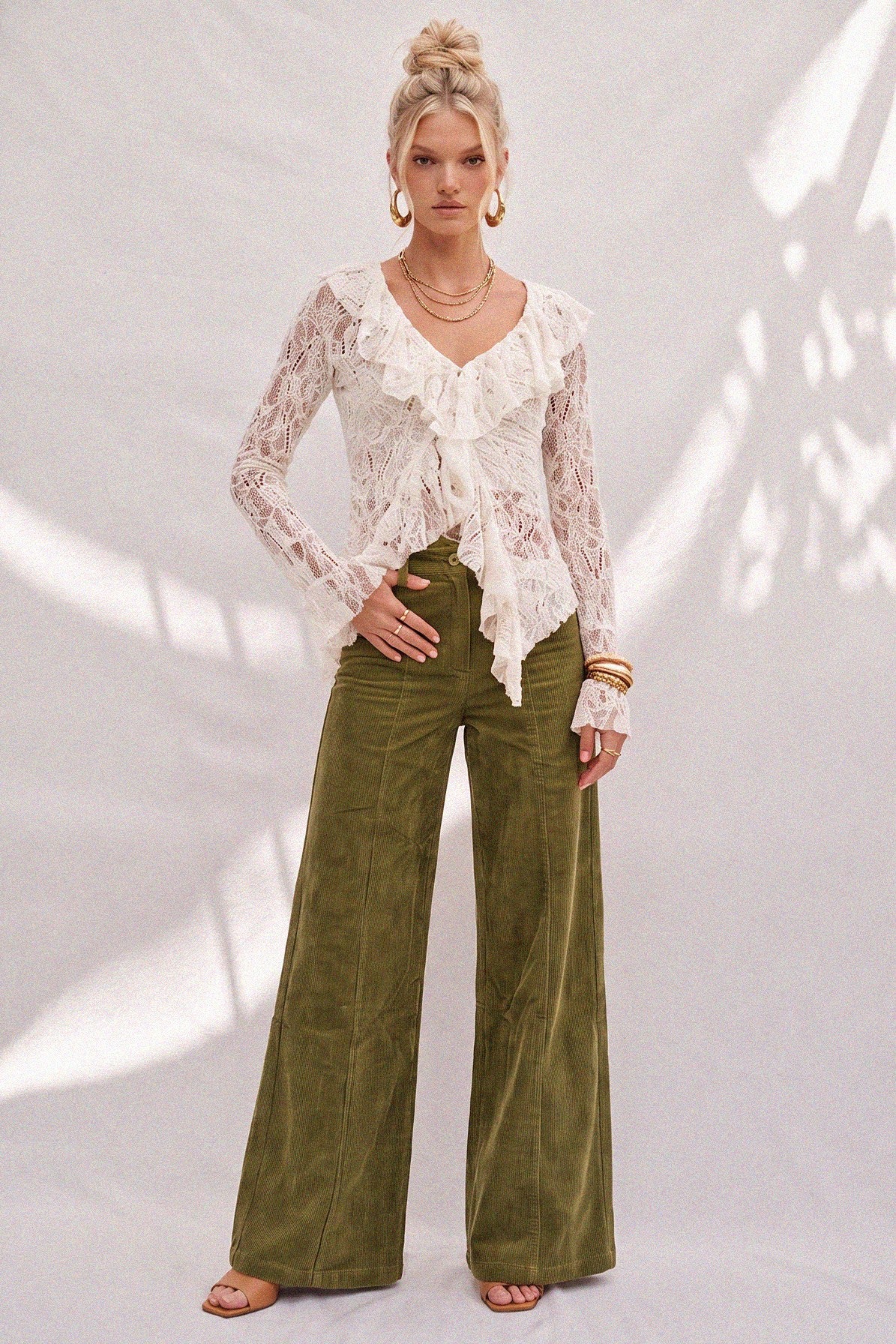 CORDUROY WIDE LEG PANTS W2472PID