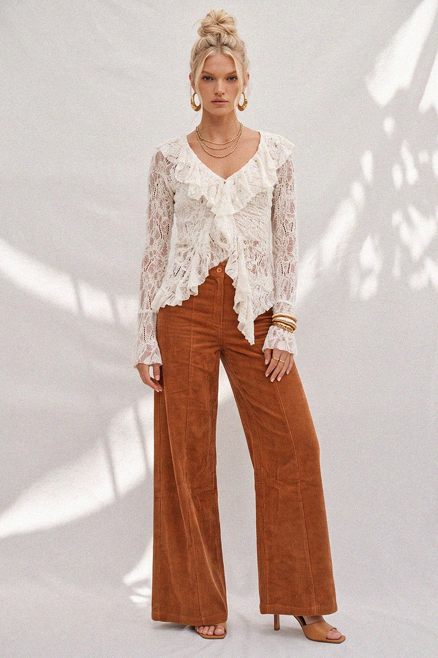CORDUROY WIDE LEG PANTS W2472PID