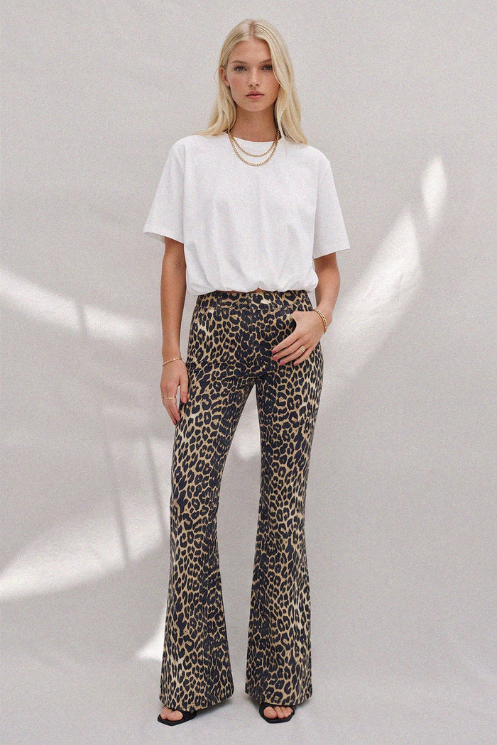 LEOPARD PRINT STRETCH DENIM TUBE TOP W2021PIB