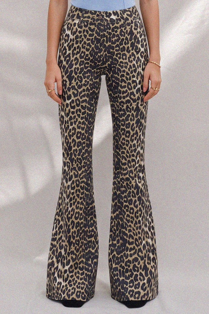 LEOPARD PRINT STRETCH DENIM TUBE TOP W2021PIB