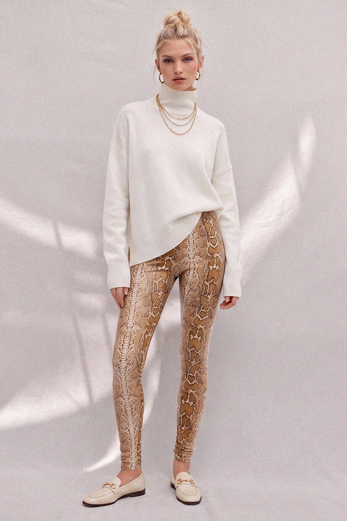 FAUX LEATHER ANIMAL PRINT LEGGINGS W2423PB