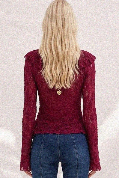 LONG SLEEVE BOHO LACE TOP W1585TIA