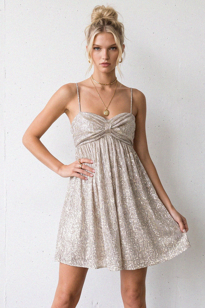 RIBBON BOW FRONT DETAIL MINI DRESS W3228DA