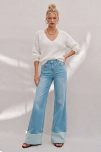 PREMIUM MID RISE CUFFED FULL LENGTH JEANS W2442PIB